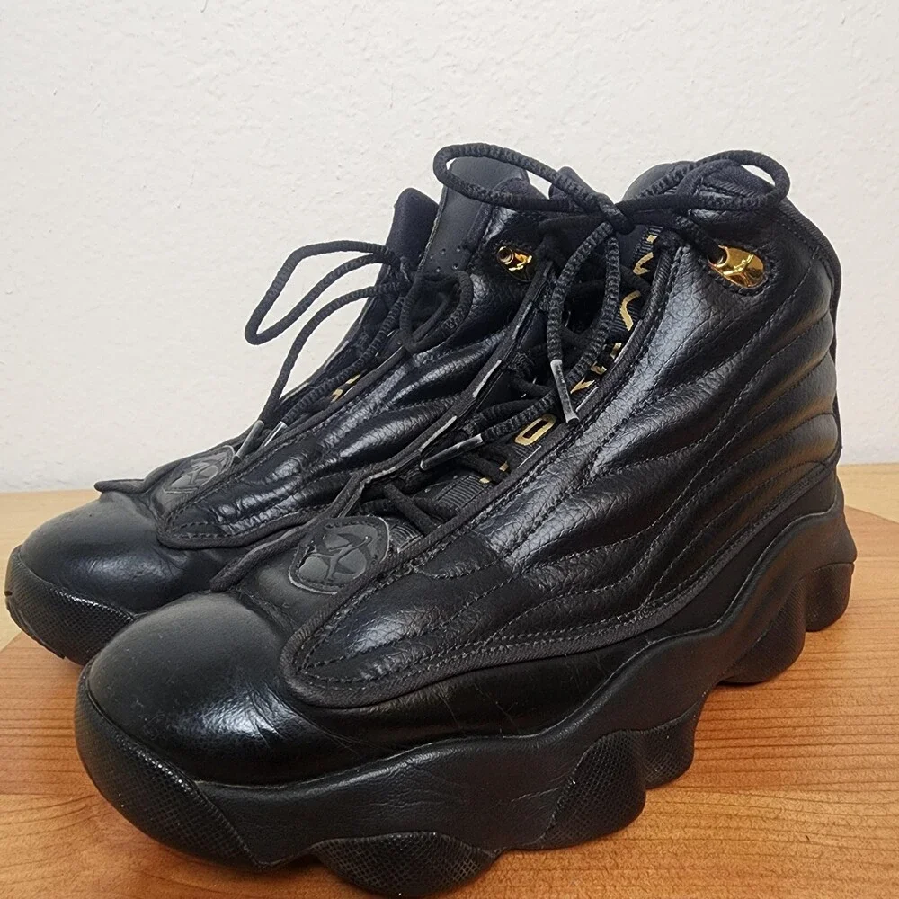 Jordan Shoes Youth Size 6.5Y Black Gold Leather Basketball Sneakers 407484-010